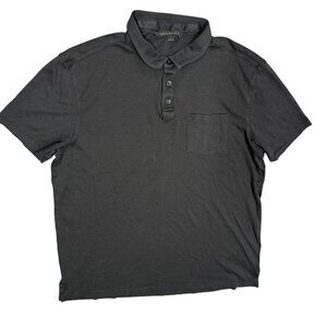 John Varvatos USA Polo Shirt Short Sleeve 100% Cotton Stretch Black Large